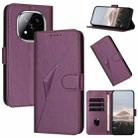 For Redmi Note 14 Pro+ 5G Triangle Pattern Buckle Clasp Leather Phone Case(Dark Purple) - 1