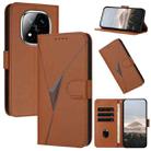 For Redmi Note 14 Pro+ 5G Triangle Pattern Buckle Clasp Leather Phone Case(Brown) - 1