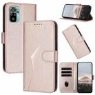 For Redmi Note 10 4G Global Triangle Pattern Buckle Clasp Leather Phone Case(Rose Gold) - 1