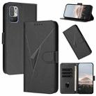 For Redmi Note 10 JE Triangle Pattern Buckle Clasp Leather Phone Case(Black) - 1