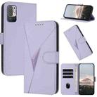 For Redmi Note 10 JE Triangle Pattern Buckle Clasp Leather Phone Case(Light Purple) - 1