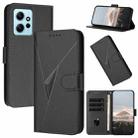 For Redmi Note 12 4G Global Triangle Pattern Buckle Clasp Leather Phone Case(Black) - 1