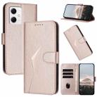 For Redmi Note 12 5G Global Triangle Pattern Buckle Clasp Leather Phone Case(Rose Gold) - 1