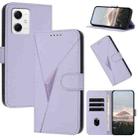 For Redmi Note 12 5G Global Triangle Pattern Buckle Clasp Leather Phone Case(Light Purple) - 1