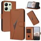 For Redmi Note 13 4G Triangle Pattern Buckle Clasp Leather Phone Case(Brown) - 1