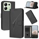 For Redmi Note 13 4G Triangle Pattern Buckle Clasp Leather Phone Case(Black) - 1