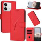 For Redmi Note 13 5G Triangle Pattern Buckle Clasp Leather Phone Case(Red) - 1