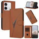 For Redmi Note 13 5G Triangle Pattern Buckle Clasp Leather Phone Case(Brown) - 1