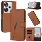 For Redmi Turbo 3 Triangle Pattern Buckle Clasp Leather Phone Case(Brown) - 1