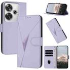 For Redmi Turbo 3 Triangle Pattern Buckle Clasp Leather Phone Case(Light Purple) - 1