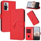 For Redmi Note 10 Pro Triangle Pattern Buckle Clasp Leather Phone Case(Red) - 1