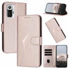 For Redmi Note 10 Pro Triangle Pattern Buckle Clasp Leather Phone Case(Rose Gold) - 1