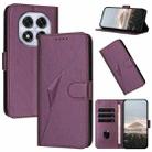 For Redmi Note 14 Pro 4G Triangle Pattern Buckle Clasp Leather Phone Case(Dark Purple) - 1