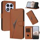 For Redmi Note 14 Pro 4G Triangle Pattern Buckle Clasp Leather Phone Case(Brown) - 1