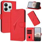 For Redmi Note 14 4G 164.84mm Triangle Pattern Buckle Clasp Leather Phone Case(Red) - 1