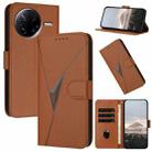 For Redmi K80 / Xiaomi Poco F7 Pro Triangle Pattern Buckle Clasp Leather Phone Case(Brown) - 1