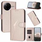 For Redmi K80 / Xiaomi Poco F7 Pro Triangle Pattern Buckle Clasp Leather Phone Case(Rose Gold) - 1