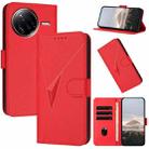 For Redmi K80 Pro / Xiaomi Poco F7 Ultra Triangle Pattern Buckle Clasp Leather Phone Case(Red) - 1