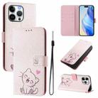 For iPhone 16 Pro Max Art Colored Drawing Pattern Leather Phone Case(Cute cat) - 1