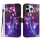 For iPhone 16 Pro Max Art Colored Drawing Pattern Leather Phone Case(Fireworks butterfly) - 2