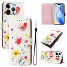 For iPhone 16 Pro Max Art Colored Drawing Pattern Leather Phone Case(Flowers and plants) - 1