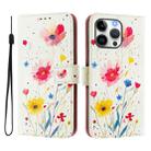 For iPhone 16 Pro Max Art Colored Drawing Pattern Leather Phone Case(Flowers and plants) - 2