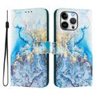 For iPhone 16 Pro Max Art Colored Drawing Pattern Leather Phone Case(Ocean marble) - 2