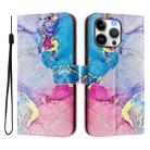 For iPhone 16 Pro Max Art Colored Drawing Pattern Leather Phone Case(Colorful marble) - 2