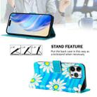 For iPhone 16 Pro Max Art Colored Drawing Pattern Leather Phone Case(Blue daisy) - 3