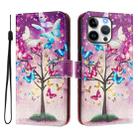 For iPhone 16 Pro Art Colored Drawing Pattern Leather Phone Case(Butterfly branch) - 2