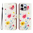 For iPhone 16 Pro Art Colored Drawing Pattern Leather Phone Case(Flowers and plants) - 2