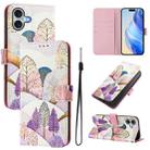 For iPhone 16 Plus Art Colored Drawing Pattern Leather Phone Case(Landscape) - 1