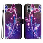 For iPhone 16 Plus Art Colored Drawing Pattern Leather Phone Case(Fireworks butterfly) - 2