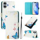 For iPhone 16 Plus Art Colored Drawing Pattern Leather Phone Case(Butterfly house) - 1