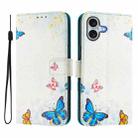 For iPhone 16 Plus Art Colored Drawing Pattern Leather Phone Case(Butterfly house) - 2