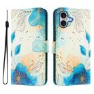 For iPhone 16 Plus Art Colored Drawing Pattern Leather Phone Case(Flowering flowers) - 2