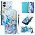 For iPhone 16 Plus Art Colored Drawing Pattern Leather Phone Case(Ocean marble) - 1