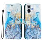 For iPhone 16 Plus Art Colored Drawing Pattern Leather Phone Case(Ocean marble) - 2