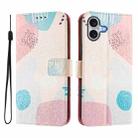 For iPhone 16 Art Colored Drawing Pattern Leather Phone Case(Graffiti puzzle) - 2