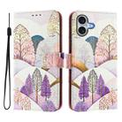 For iPhone 16 Art Colored Drawing Pattern Leather Phone Case(Landscape) - 2