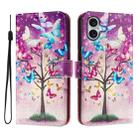 For iPhone 16 Art Colored Drawing Pattern Leather Phone Case(Butterfly branch) - 2