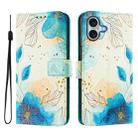 For iPhone 16 Art Colored Drawing Pattern Leather Phone Case(Flowering flowers) - 2