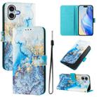 For iPhone 16 Art Colored Drawing Pattern Leather Phone Case(Ocean marble) - 1