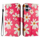For iPhone 16 Art Colored Drawing Pattern Leather Phone Case(Pink daisy) - 2