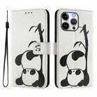 For iPhone 15 Pro Max Art Colored Drawing Pattern Leather Phone Case(Panda) - 2