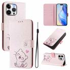 For iPhone 15 Pro Max Art Colored Drawing Pattern Leather Phone Case(Cute cat) - 1