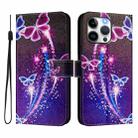 For iPhone 15 Pro Art Colored Drawing Pattern Leather Phone Case(Fireworks butterfly) - 2