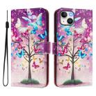 For iPhone 15 Plus Art Colored Drawing Pattern Leather Phone Case(Butterfly branch) - 2