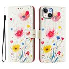 For iPhone 15 Plus Art Colored Drawing Pattern Leather Phone Case(Flowers and plants) - 2