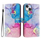 For iPhone 15 Plus Art Colored Drawing Pattern Leather Phone Case(Colorful marble) - 2